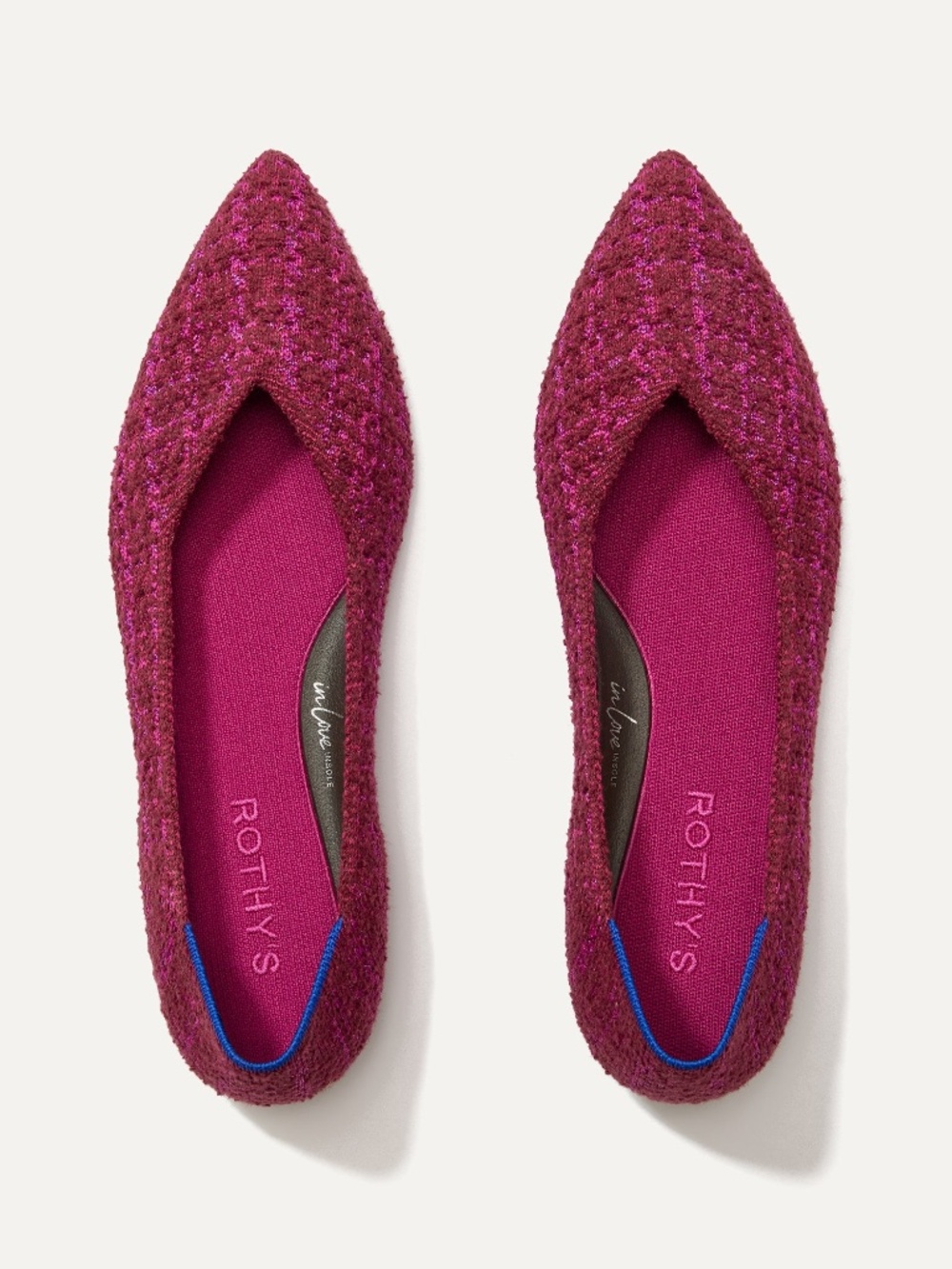 Rothy's Women's Pointed Toe Flats in Berry Pink